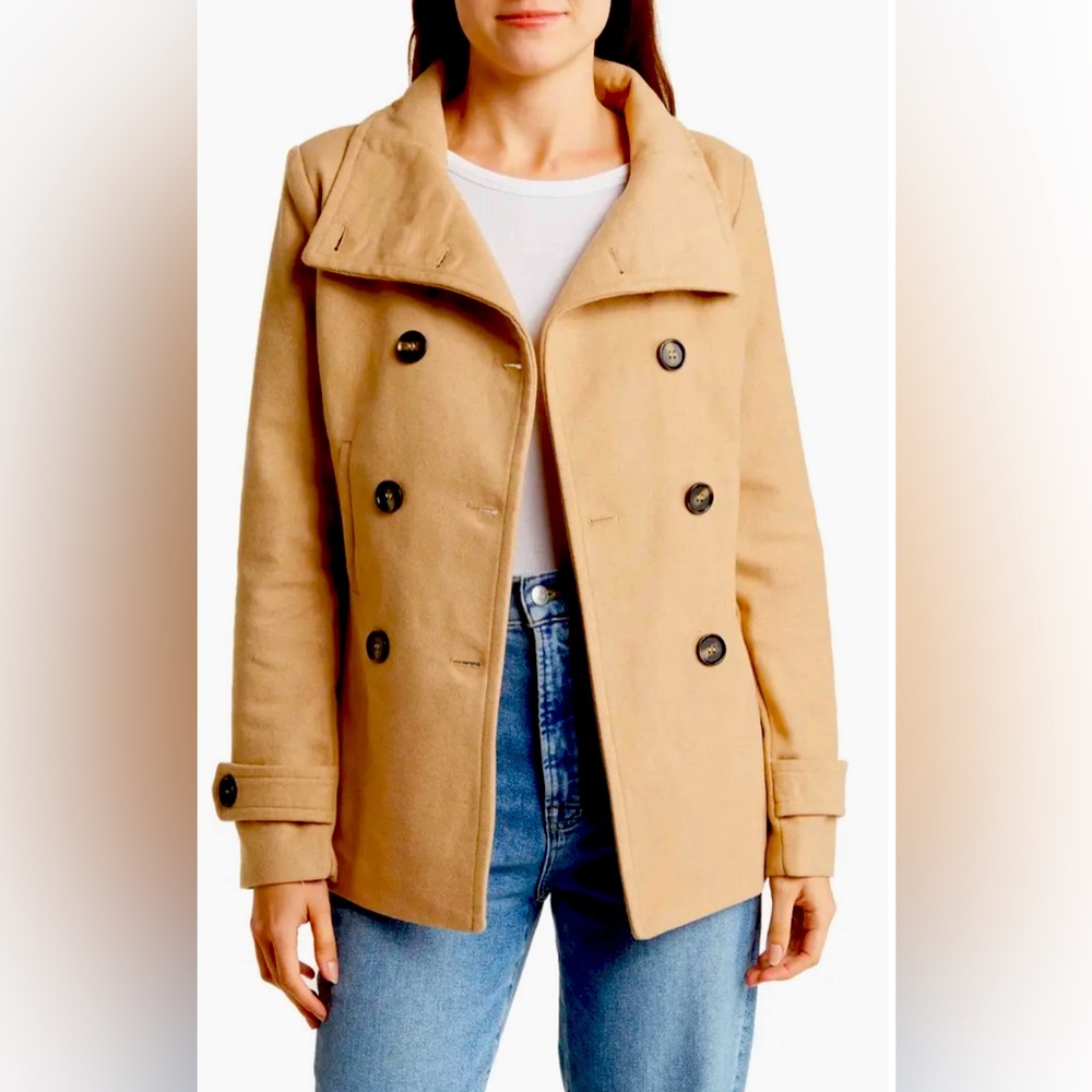 NWT Thread & Supply size s camel double-breasted pea coat PRICED TO SELL